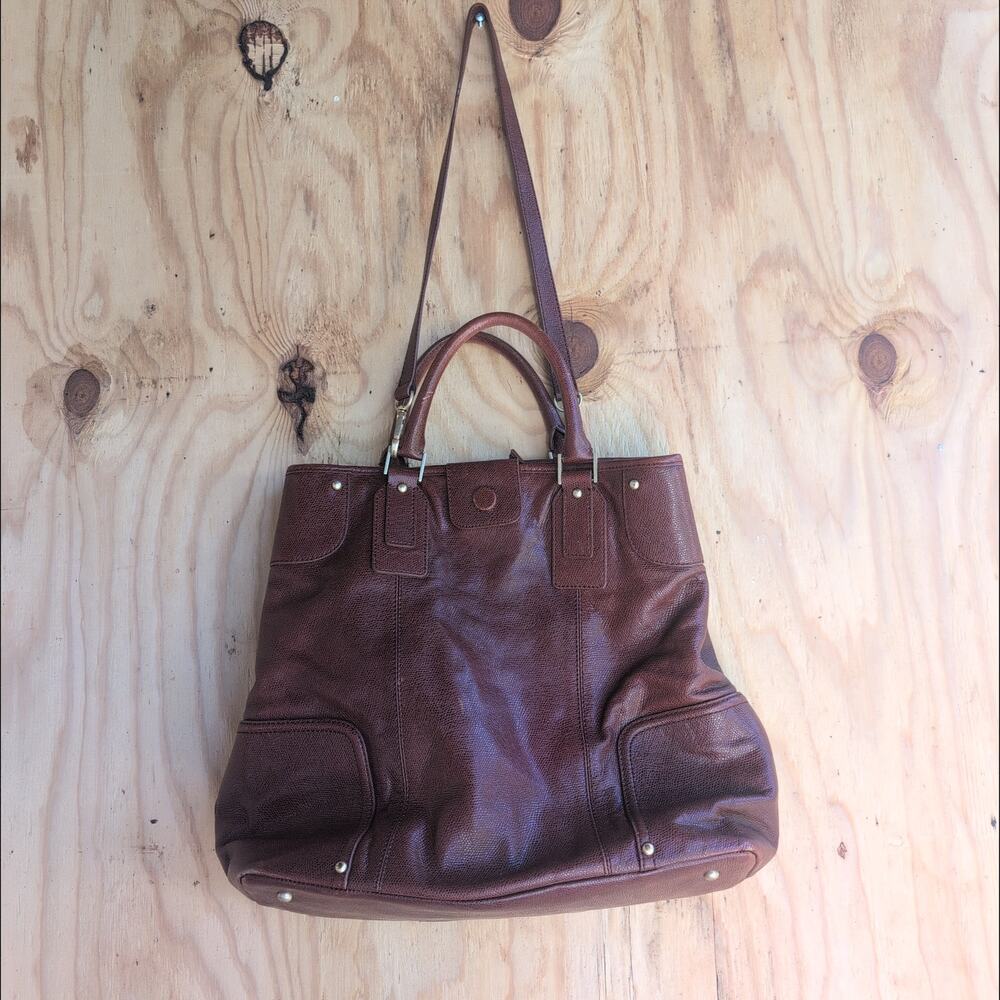Vintage Talbots Large Shoulder Bag Terracotta Burgundy Pebbled Leather